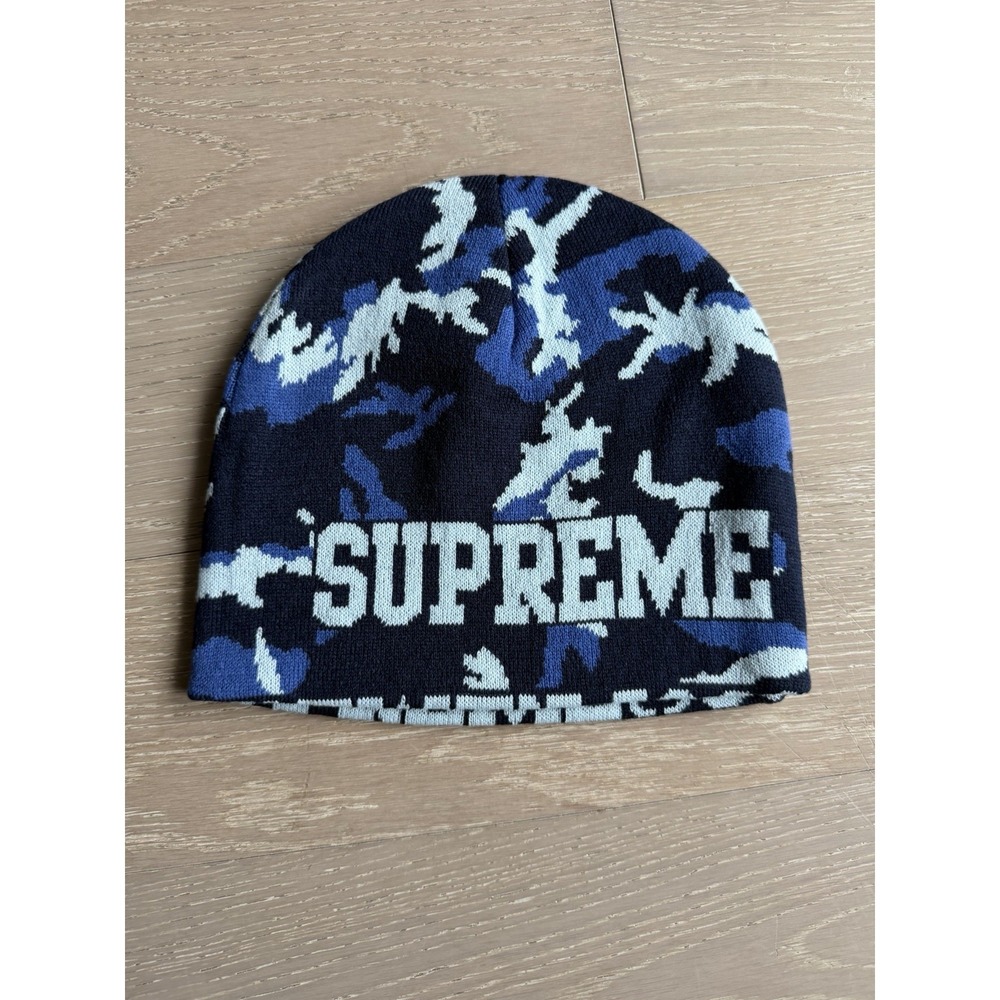 Supreme Reversible Camo Beanie Navy Blue FW26 One Size New
